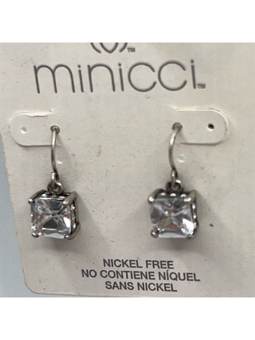 Minicci Silver Princess Cut Crystal Dangle Earrings Earrings $16ea / 3 for $25